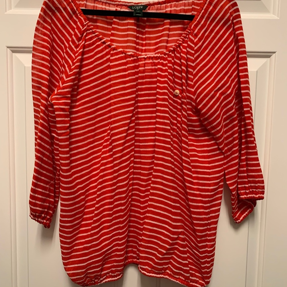 Jcrew Red & White Stripe off the Shoulder Top